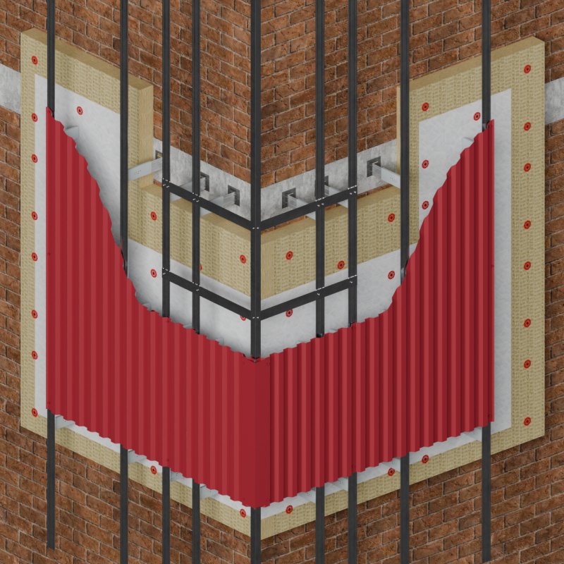 Вертикальная Т-образная фасадная подсистема